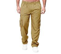 Mens Cargo Trousers Cotton Hiking Pants Work Sweatpants Casual Twill Cargo Combat Pants Stretch Athletic Jogger Sports Trousers Relaxed Fit Jogging Bottoms Rose Gold