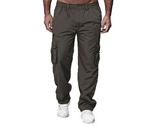Mens Cargo Trousers Cotton Hiking Pants Work Sweatpants Casual Twill Cargo Combat Pants Stretch Athletic Jogger Sports Trousers Relaxed Fit Jogging Bottoms Coffee