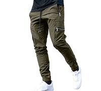 Men's Cargo Trousers Cotton Work Pants Slim Fit Drawstring Skinny Stretch Tracksuit Bottoms Black Combat Quick Dry Cuffed Multi-Pocket With Zipper XXXXL