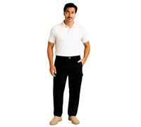 Men's Cargo Trousers, Elasticated Waist, 6 Pockets, Open Hem, Chino Style - 2388 (UK, Waist & Inseam, 34, 29, Black)