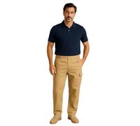 Men's Cargo Trousers, Elasticated Waist, 6 Pockets, Open Hem, Chino Style - 2388 (UK, Waist & Inseam, 34, 31, Beige)