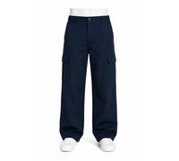 Men's Cargo Trousers, Elasticated Waist, 6 Pockets, Open Hem, Chino Style - 2388 (UK, Waist & Inseam, 34, 31, Navy)