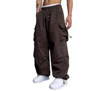 Mens Cargo Trousers Elasticated Waist Work Trousers Baggy Jogger Sweatpants Casual Parachute Pants Hiking Pants with Pockets