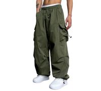 Mens Cargo Trousers Elasticated Waist Work Trousers Joggers Baggy Sweatpants Casual Parachute Pants Hiking Pants with Multiple Pockets