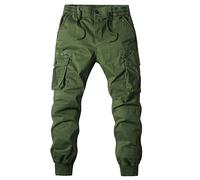 Mens Cargo Trousers Jogger Sweatpant Slim Fit Jogging Tracksuit Bottoms Elasticated Waist Straight Tapered Cuffed Ankle Trousers Multi-Pocket Cotton Combat Casual Ripstop Work Utility Safety Trousers