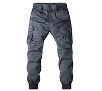 Mens Cargo Trousers Jogger Sweatpant Slim Fit Jogging Tracksuit Bottoms Elasticated Waist Straight Tapered Cuffed Ankle Trousers Multi-Pocket Cotton Combat Casual Ripstop Work Utility Safety Trousers
