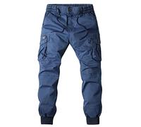 Mens Cargo Trousers Jogger Sweatpants Slim Fit Jogging Tracksuit Bottoms Elastic Cuffed Ankle Trousers Multi-Pocket Cotton Combat Casual Ripstop Work Utility Safety Trousers