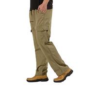 Mens Cargo Trousers Loose Fit Work Pants, Multi Pocket Utility Combat Pants with Button Flap Pockets, Durable Stitching, Elastic Waist, Breathable Cotton Blend Fabric Comfortable Fit