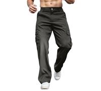 Mens Cargo Trousers Men's Stretch Regular Fit Chino Trouser Cargo Wide Casual Pants with Side Pockets Wide Leg Fabric Trousers Elegant Loose Hiking Long Outdoor Trouser (Grey, XXL)