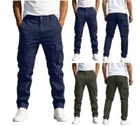 Mens Cargo Trousers Multi Pockets Combat Work Pants Lightweight Casual Slim Fit Jogger Soild Color Outdoor Durable Workwear Tactical Trousers Military Trousers with 4 Pockets Blue