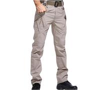 Mens Cargo Trousers Stretch Solid Training Trouser Knee Pad Elasticated Waisted Wide Pants Hiking Combat Heavy Duty Pant Camping Multi Pockets Casual Bottoms Gym Workout Bottom