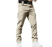 Mens Cargo Trousers Summer Outdoor High Elastic Waterproof Work Pants Athletic Hiking Camping Fishing Travel Combat Trousers with Zipper Pockets Cargo Trouser Black Pant Mens Khaki XXL
