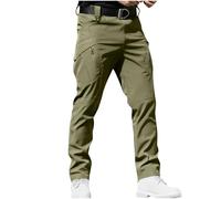 Mens Cargo Trousers Summer Outdoor High Elastic Waterproof Work Pants Athletic Hiking Camping Fishing Travel Combat Trousers with Zipper Pockets Mens Pant Gym Pant Men Baggy Green XL