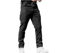 Mens Cargo Trousers Summer Outdoor High Elastic Waterproof Work Pants Athletic Hiking Camping Fishing Travel Combat Trousers with Zipper Pockets Work Pant for Men UK Trouser Men UK Black XXL