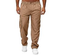 Mens Cargo Work Trousers Lightweight Thin Casual Jogger Comfortable Elasticated Sweatpant Tracksuit Bottoms Multipockets Solid Color Straight-Legs Work Pants Breathable Outdoor Trousers Khaki
