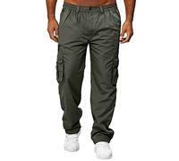 Mens Cargo Work Trousers Lightweight Thin Casual Jogger Sweatpant | Comfortable Elasticated Tracksuit Bottoms Multipockets Solid Color Straight-Legs Work Pants Breathable Outdoor Trousers