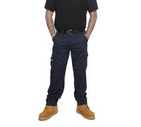 Mens Cargo Work Trousers Size 28 to 52 Black or Navy Cargo Combat Trousers by BWM (34" Waist/Long Leg, Navy)