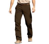 Mens Cargo Work Trousers Slim fit Work Trouser Outdoor Mens Hiking Trouser Workwear Elastic Waist Trousers Casual Solid Combat Cargo Trouser Regular Fit Straight Fit Comfy Pants Brown