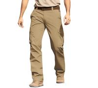Mens Cargo Work Trousers Slim fit Work Trouser Outdoor Mens Hiking Trouser Workwear Elastic Waist Trousers Casual Solid Combat Cargo Trouser Regular Fit Straight Fit Comfy Pants Khaki