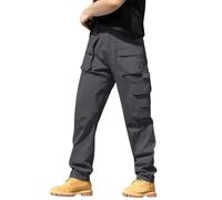 Mens Cargo Work Trousers Utility Durable Trousers Solid Military Tactical Trouser with Multi Pockets Loose Comfort Cargo Pants Outdoor Combat Hiking Work Trouser Workwear Men S-4XL