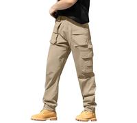 Mens Cargo Work Trousers Utility Durable Trousers Solid Military Tactical Trouser with Multi Pockets Loose Comfort Cargo Pants Outdoor Combat Hiking Work Trouser Workwear Men S-4XL
