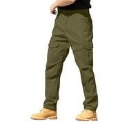 Mens Cargo Work Trousers Utility Durable Trousers Solid Military Tactical Trouser with Multi Pockets Loose Comfort Cargo Pants Outdoor Combat Hiking Work Trouser Workwear Men S-4XL
