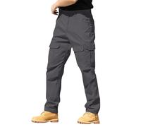 Mens Cargo Work Trousers Utility Durable Trousers Solid Military Tactical Trouser with Multi Pockets Loose Comfort Cargo Pants Outdoor Combat Hiking Work Trouser Workwear Men S-4XL