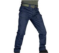 Mens Cargo Work Trousers Waterproof Combat Trouser for Men Elastic Waist Classic Fit Tactical Bottoms Ripstop Workwear with Pockets Outdoor Camping Hiking Outfits (No Belt)