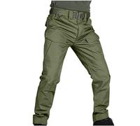 Mens Cargo Work Trousers Waterproof Combat Trouser for Men Elastic Waist Classic Fit Tactical Bottoms Ripstop Workwear with Pockets Outdoor Camping Hiking Outfits (No Belt)
