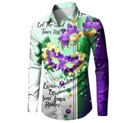 Men's Carnival Shirt Mens Hawaiian Shirt Parrot and Tree Beach Tropical Shirts for Men Night Club Long Sleeve Shirt Shiny Men Carnival Party Costume Disco Dance Shirts Hip-Hop Metallic Shirts
