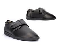 Mens Carpet Slippers Dr Chris Slipper Mens Touch Fastening Slippers Faux Leather Slipper Carpet Touch Fasten Warm Fleecy Lining Sizes 7-12 Black 9 UK
