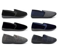 Mens Carpet Slippers Mens Extra Large Slippers Size 6 Boys Carpet Slipper Size 14 Slip On Slipper Twin Gusset Slip In Sizes 12/13/14/15/16 Black/Grey/Navy Blue 7 UK