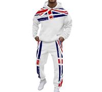 Men's Cartoon 2 Piece Outfits Long Sleeved Pullover Sweatshirt Tracksuit & Joggers Sweatpants Casual Sweatsuit Sets with Pockets Leisure Gym Sets Gym Sport Sweat Suit Pants Christmas (Z3 White,S)