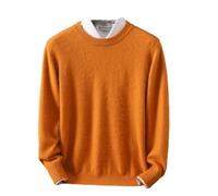 Mens Cashmere Blend Crew Neck Jumper Sweater Solid Pullover Warm Long Sleeves Sweaters Ginger L
