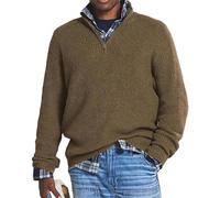 Men's cashmere business casual zipper sweater, men's loose zipper stand-up collar sweater, men's turtleneck knitted with 1/4 zipper (Braun,M)