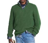 Men's cashmere business casual zipper sweater, men's loose zipper stand-up collar sweater, men's turtleneck knitted with 1/4 zipper (Grün,L)