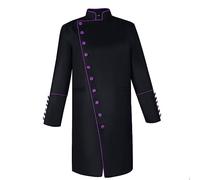 Men's Cassock Choir Short Cassock Minister Robe Clergy Pulpit Liturgical Church Top Coat, Purple, S