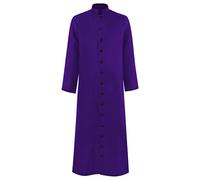 Men's Cassock Robe Church Robe Choir Minister Clergy Pulpit Liturgical 5 colors, Purple, XL