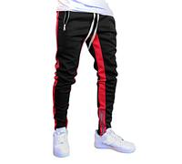 Mens Casual Athletic Joggers Color Block Track Pants - Breathable Slim Fit Sweatpants for Men, Comfy Fashion Sports Trousers with Zipper Details, Modern Streetwear Style