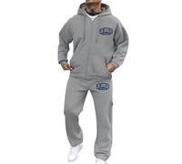 Men's Casual Athletic Tracksuit Long Sleeve Sweatsuit Set Full Zip Running Jacket and Pants 2 Piece Outfits Jogger Sets Y2K Hip Hop Pullover Jogging Bottoms Activewear Xmas (Light Gray, L)