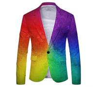Men's Casual Blazer Jacket with 3D Pattern Print, For Slim Fit Oversized Sport Coat, For Wedding Business, Spring Autumn Outerwear, V-Neck Long Sleeve, Formal(XL Color)