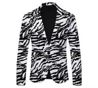 Men's Casual Blazer Jacket with 3D Pattern Print, For Slim Fit Oversized Sport Coat, For Wedding Business, Spring Autumn Outerwear, V-Neck Long Sleeve, Formal(3XL Black)