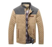 Men's Casual Bomber Coat Diamond Quilted Puffer Down Lightweight Jackets Casual Button Down Overshirt A-Kha M