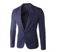 Men's Casual Button Blazer Jacket Slim Fit for Business Work and Formal Suit Coat Tops, Cotton Blend Fabric, Stylish Outerwear for Office and Meetings (2XL Navy)