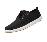 Mens Casual Canvas Comfortable Slip on Low Top Walking Jogging Fitness Gym Athletic Sneakers Lightweight Comfortable Sports Shoes Classic Lace-Up Fashion Trainers Black