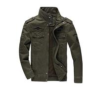 YOUCAI Men's Casual Cargo Jacket Autumn Military Bomber Jackets Windbreaker Coat Outerwear Stand Collar Jacket Pullover Jumper Coat Multi Pockets,Green,M