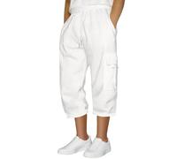 Men's Casual Cargo Sweatpants Sport Casual Solid Pants Loose Long Trousers Cargo Pants for Men (White, L)