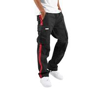 Mens Casual Cargo Trousers | Men Jogger Elastic Waist Workwear Pants | Regular Fit Drawstring Sweatpants | Sports Bottoms with Zip Pockets and Adjustable Trouser Leg | Wide-Legged Trousers