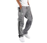 Mens Casual Cargo Trousers | Men Jogger Elastic Waist Workwear Pants | Regular Fit Drawstring Sweatpants | Sports Bottoms with Zip Pockets and Adjustable Trouser Leg | Wide-Legged Trousers