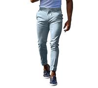 Mens Casual Chinos Slim Fit Dress Trousers Flat Front Stretch Skinny Tapered Office Trousers Breathable Comfort Leisure Solid Pants Smart Casual Outdoor Pants Light Blue